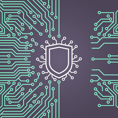 Poster - Shield Network Data Protection System Concept Banner Vector Illustration