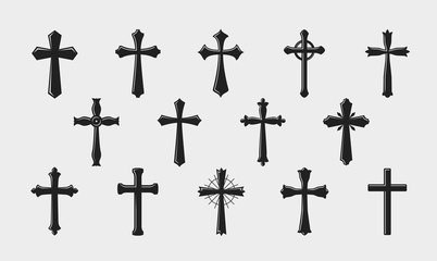 cross logo. religion, crucifixion, church, medieval coat of arms icon or symbol. vector illustration