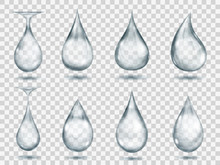 Transparent Gray Drops. Transparency Only In Vector Format