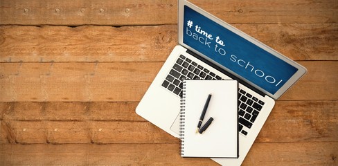 Poster - Composite image of back to school text with hashtag 