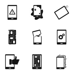 Poster - Phone diagnostics icon set, simple style