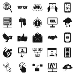 Poster - Pigeon mail icons set, simple style