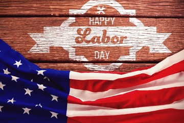 Sticker - Composite image of digital composite image of happy labor day ba