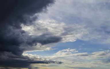 Wall Mural - Grey Dark Dramatic Overcast Skies Partial After Rain. Photo.