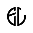 initial letters logo el black monogram circle round shape vector