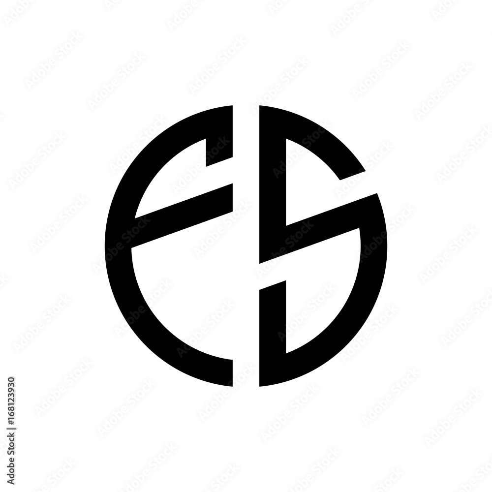 initial letters logo fs black monogram circle round shape vector Stock ...