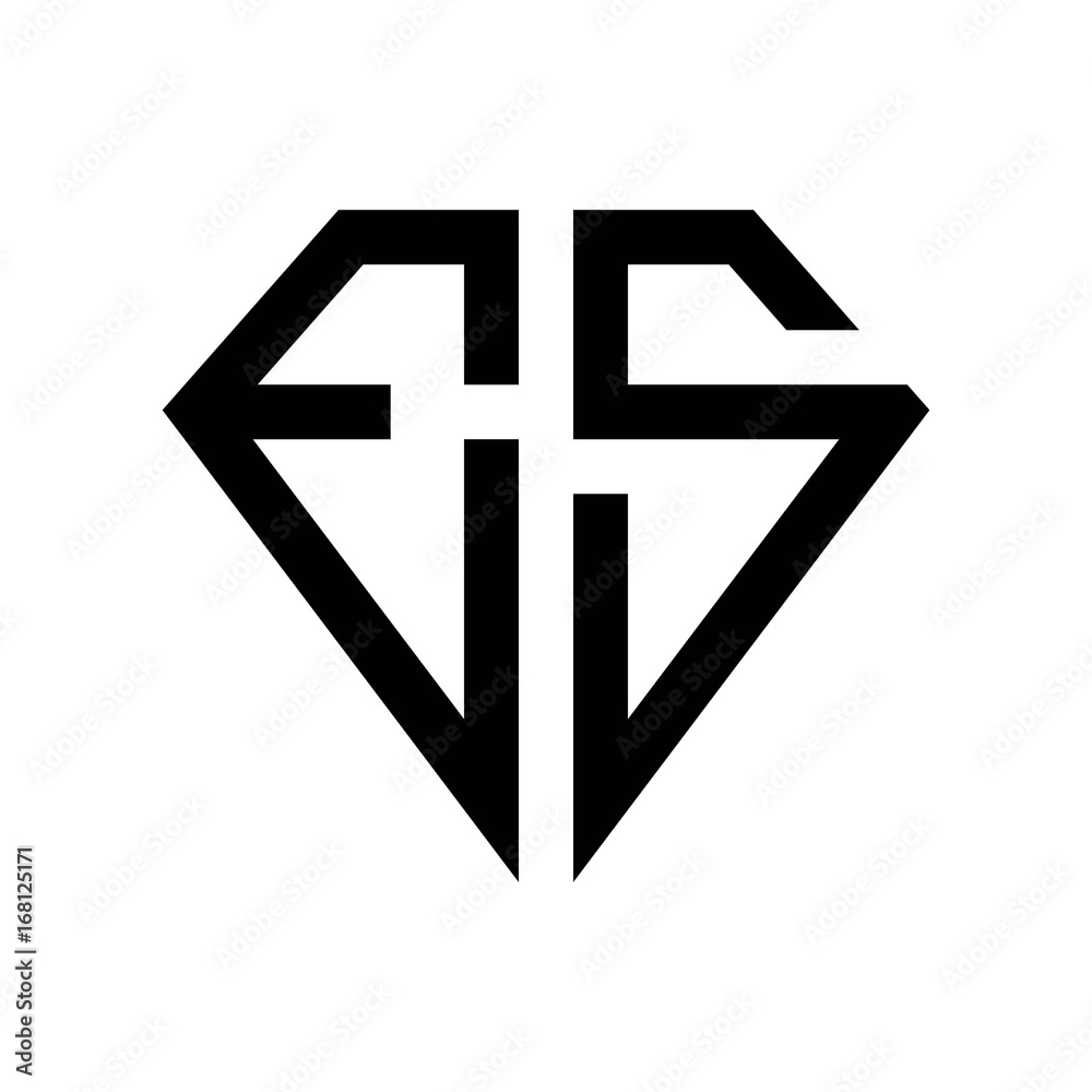 initial letters logo es black monogram diamond pentagon shape Stock ...