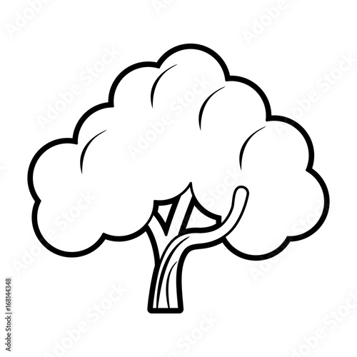 Vettoriale Stock Flat line uncolored tree over white background vector