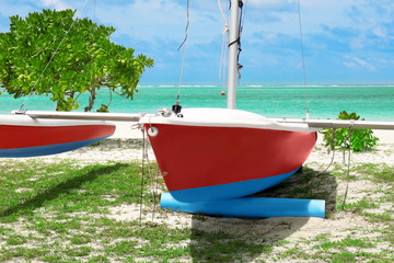 Wall Mural - Boat on beach near sea