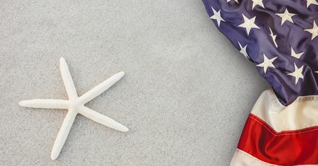 Poster - USA flag in the beach