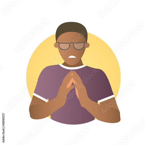 Fotografia, Obraz Insidious and revengeful black man in glasses, envious guy