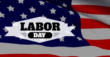 Poster - Labor day text over US flag