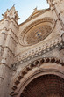 The rose window on the facade of the Cathedral La Seu. Palma de Mallorka