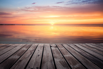 Colorful beautiful cloudy sunset over ocean