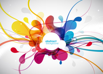 Wall Mural - abstract colored flower background with shapes and lines.