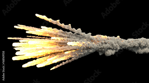 Obraz na płótnie wybuch meteorytu w powietrzu na czarny bakcground