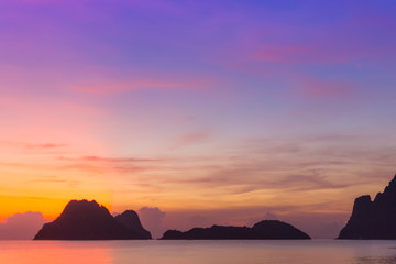 Wall Mural - morning sunrise on the east coast of thailand is the day where the sky looks bright and colorful.