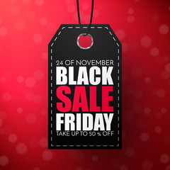 Poster - Black Friday Sale Vector Template. Sale background with black tag.