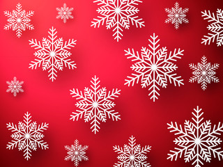 Wall Mural - Abstract Christmas red background with snowflakes. 2018 celebrate background.