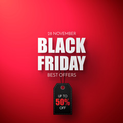 Poster - Black Friday Sale Vector Template. Sale background with black tag.