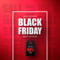 Wall Mural - black friday sale vector template. sale background with black tag.