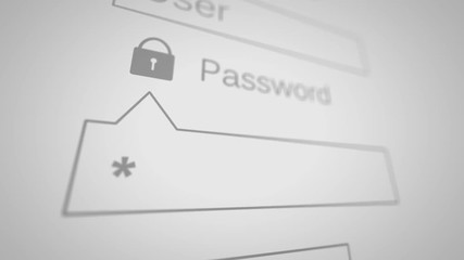 Poster - typing password on login page. shallow depth of field.