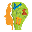 Mathematics Student Head Slilhouette.
Stylized Male Head silhouette with mathematics symbols. Vector available.