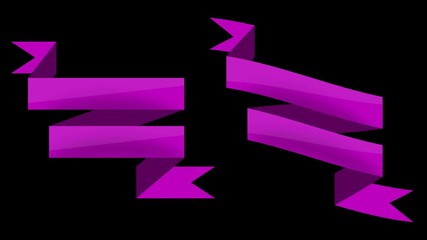 Poster - Animated ribbon banners for your text. Pink. Matte channel included.