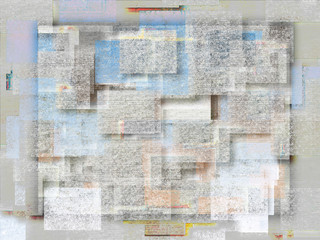 Poster - Light and grungy abstract modern art of blended blocks