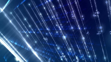 Poster - Abstract loopable animation of glow light streaks on a dark blue background.