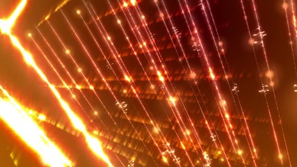 Poster - Glow light streaks loopable animation on a dark orange background.