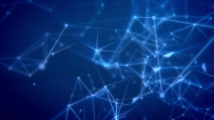 Poster - Animation of Beautiful Futuristic background with dots connected lines on a blue background. Loopable.