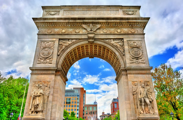 Sticker - The Washington Square Arch, a marble triumphal arch in Manhattan, New York City