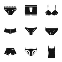 Poster - Female underwear icon set, simple style