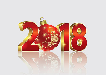 Date 2018 on a light background in 3d format