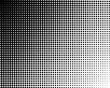 Vertical Gradient Black Halftone Dots Background. Pop Art Template, Texture Illustration