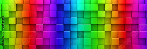 Rainbow of colorful blocks abstract background - 3d render