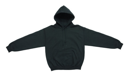 Wall Mural - spread out blank hoodie sweatshirt color black front view on white background