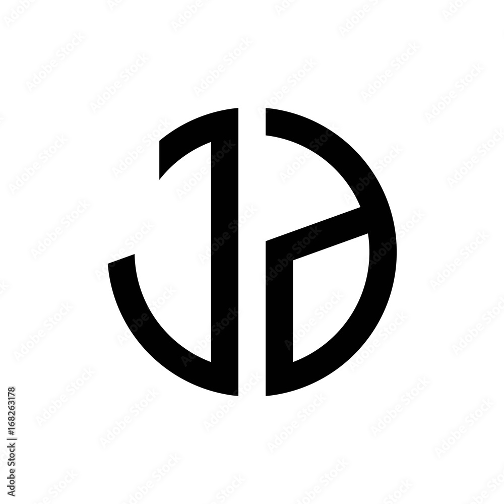 initial letters logo jd black monogram circle round shape vector Stock ...