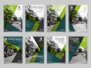 Wall Mural - green flyer cover business brochure vector design, leaflet advertising abstract background, modern p