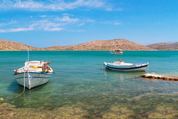 Wall Mural - Fishing boats at the coast of Crete, Greece