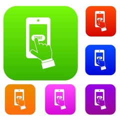 Poster - Playing games on smartphone set collection