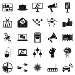 Poster - Satellite icons set, simple style