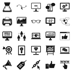 Poster - Recovering the hard drive icons set, simple style