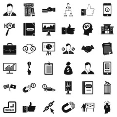Poster - Business computer icons set, simple style