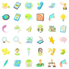 Poster - Phone call icons set, cartoon style