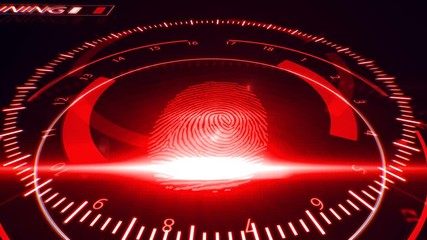 Poster - Abstract Fingerprint Scanning.Technology Concept. Red color.