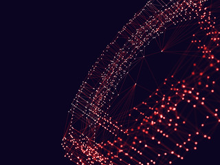 Poster - abstract 3d rendering futuristic dots and lines. computer geometric digital connection structure. fu
