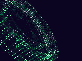 Poster - Abstract 3d rendering futuristic dots and lines. computer geometric digital connection structure. Futuristic black abstract grid. Plexus with particles. Intelligence artificial