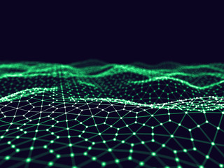 Poster - abstract 3d rendering futuristic dots and lines. computer geometric digital connection structure. fu